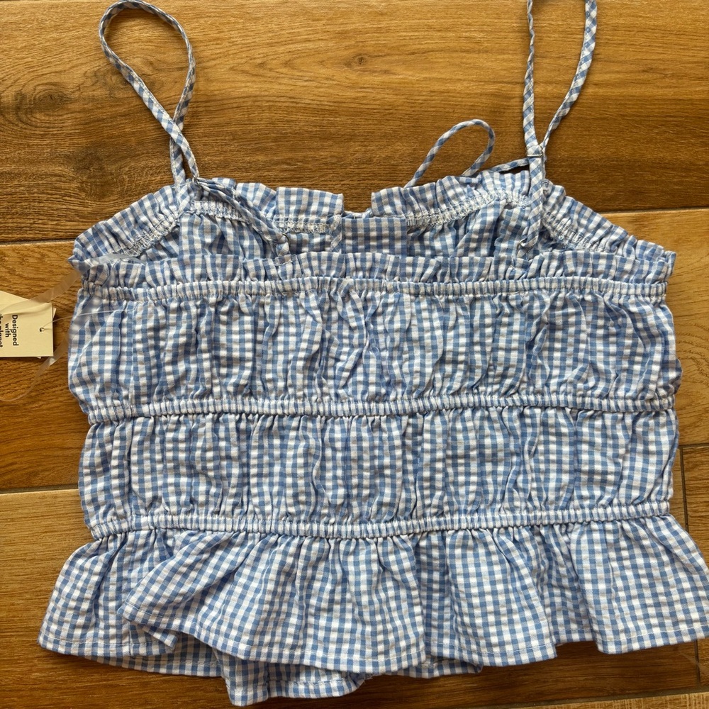 No Boundaries Blue Gingam Tank Top